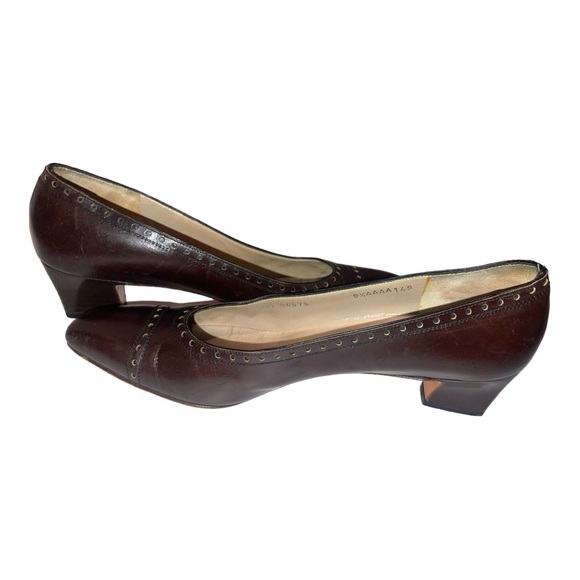 Salvatore Ferragamo Brown Oxford Block Heels size 9.5 AAAA - Picture 2 of 8